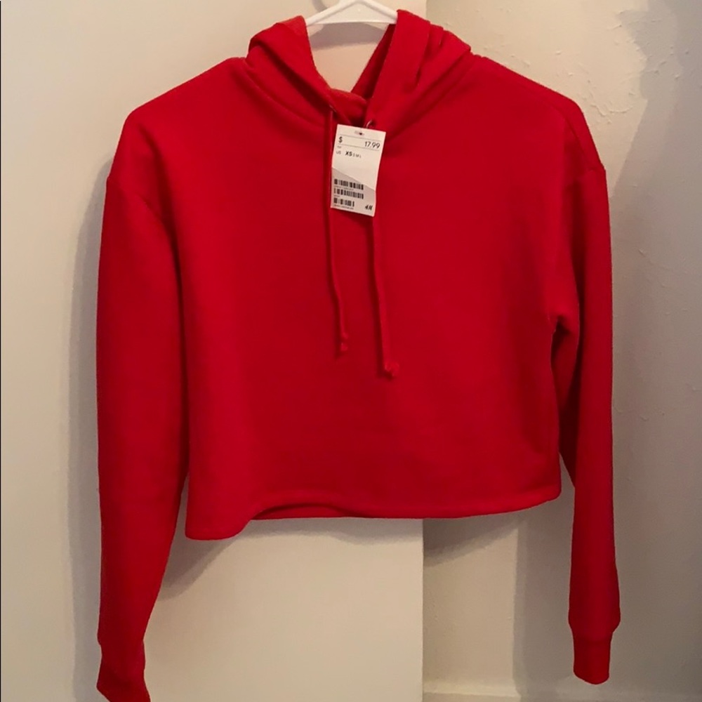 H&M red cropped hoodie